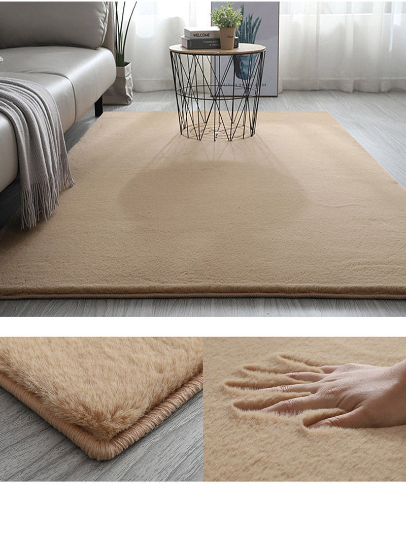 Sharpdo Soft Imitation Rabbit Velvet Carpet Living Room Carpet Bedside Rug Solid Color Premium Carpet 50*80cm  - Image 3