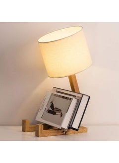 Daamudi Daamudi Wooden Stickman Table Lamp with Adjustable Frame for Living Room, Bedroom, Bedside Table or Study Desk | Folding Desk Lamp with Book & Phone Holder  - Image 1