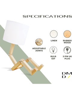 Daamudi Daamudi Wooden Stickman Table Lamp with Adjustable Frame for Living Room, Bedroom, Bedside Table or Study Desk | Folding Desk Lamp with Book & Phone Holder  - Image 4