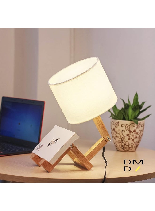 Daamudi Daamudi Wooden Stickman Table Lamp with Adjustable Frame for Living Room, Bedroom, Bedside Table or Study Desk | Folding Desk Lamp with Book & Phone Holder - Image 2