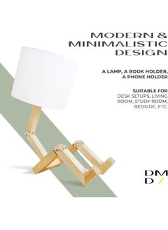 Daamudi Daamudi Wooden Stickman Table Lamp with Adjustable Frame for Living Room, Bedroom, Bedside Table or Study Desk | Folding Desk Lamp with Book & Phone Holder  - Image 3