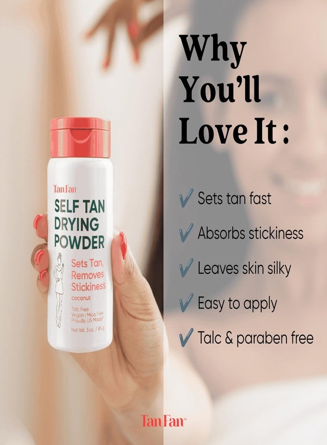 Tan Fan Self Tan Drying Powder - Stops Sticky Feeling After Sunless Tanner - 100% Vegan Talc-Free Translucent Loose Setting Powder In Shaker Bottle For Smooth Silky Skin - USA Made (SINGLE) - Image 5