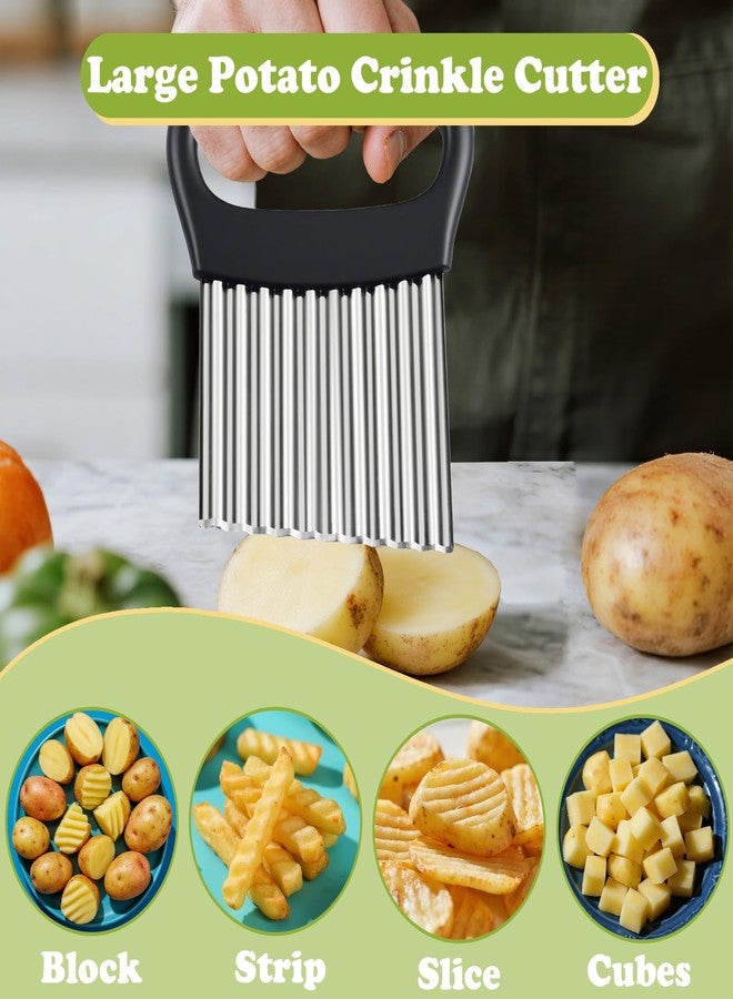 فاتوكس قطاعة بطاطس كبيرة مموجة من فاتوكس، قطاعة بطاطس وافل مقلية للخضراوات، قطاعة مموجة من الفولاذ المقاوم للصدأ، قطاعة خضراوات مموجة، قطاعة بطيخ مقلية، قطاعة جزر، أدوات نحت الفاكهة - Image 3