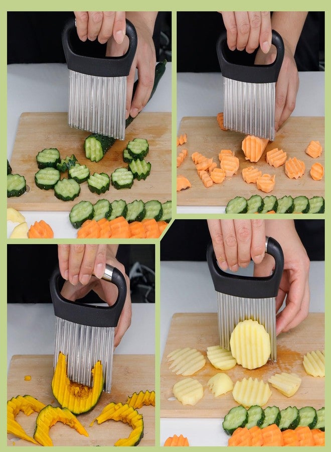 فاتوكس قطاعة بطاطس كبيرة مموجة من فاتوكس، قطاعة بطاطس وافل مقلية للخضراوات، قطاعة مموجة من الفولاذ المقاوم للصدأ، قطاعة خضراوات مموجة، قطاعة بطيخ مقلية، قطاعة جزر، أدوات نحت الفاكهة - Image 2