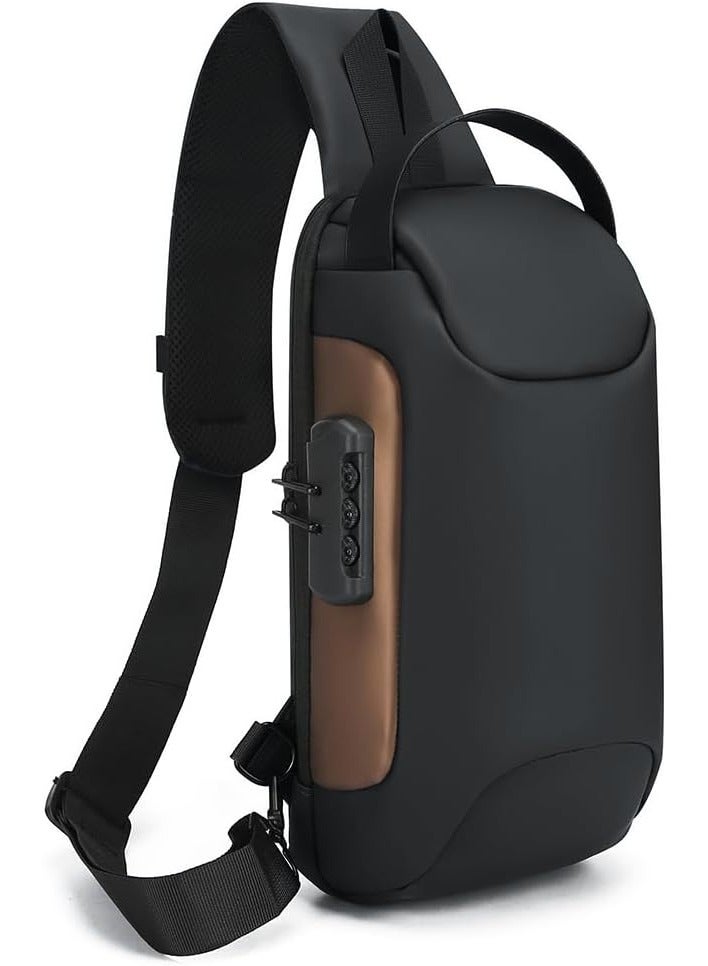 Generic Anti-Theft Zipper Crossbody Bag Black / Brown  - Image 1