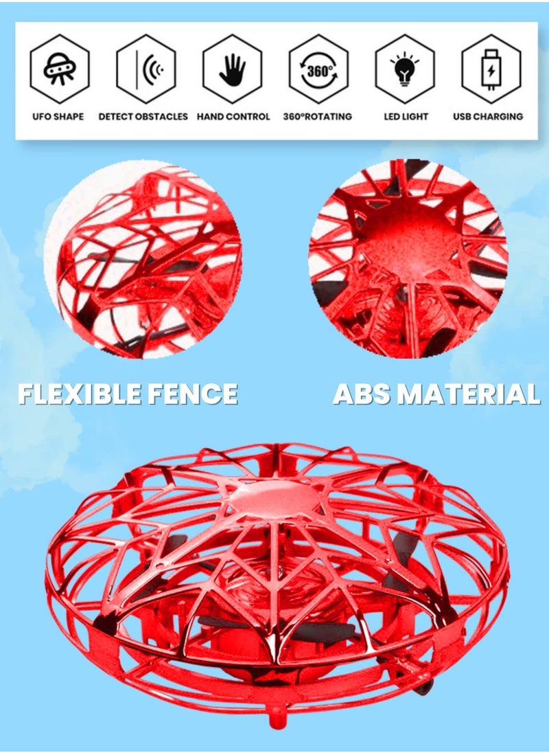 FITTO - Fitto Safe Hand Drone For Kids, Hover Drone with Motion Sensor and Rechargeable Battery, Red - Image 1