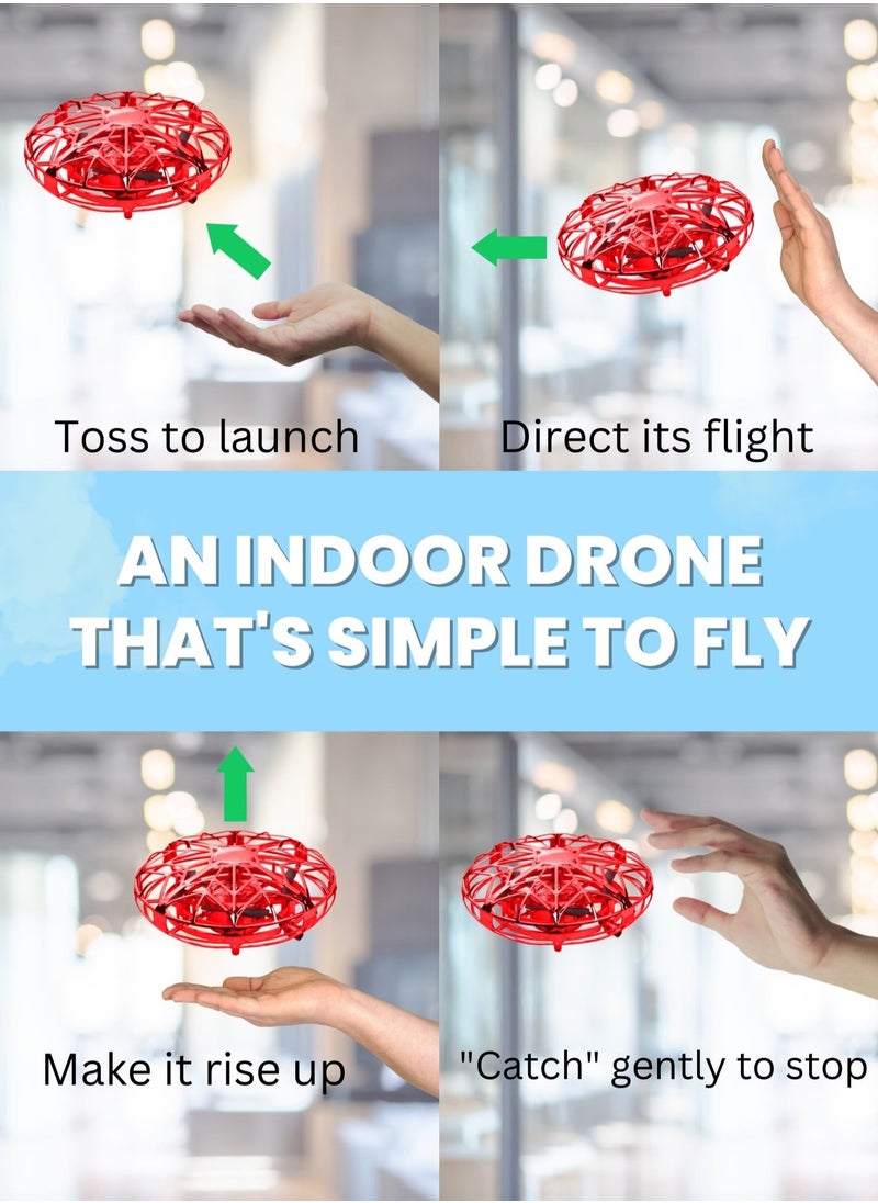 FITTO - Fitto Safe Hand Drone For Kids, Hover Drone with Motion Sensor and Rechargeable Battery, Red - Image 1