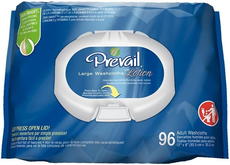 Prevail Scented Washcloths Large Tub, 12" x 8", 96 Count (Pack of 6) - Image 1