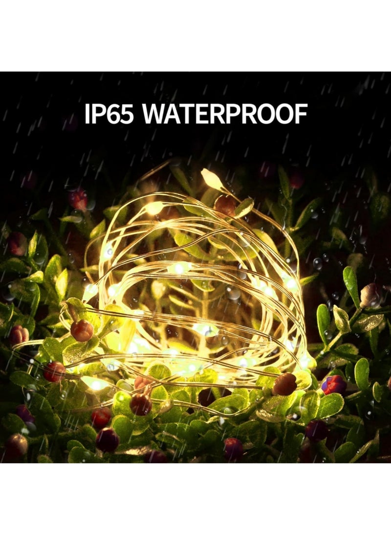 سايكفو أضواء زينة عيد الفطر 50 مصباح LED، طولها 5 أمتار، سلك فضي، تعمل بالبطارية، وضعان، لتزيين المنزل في حفلات العيد (أبيض دافئ) - Image 4
