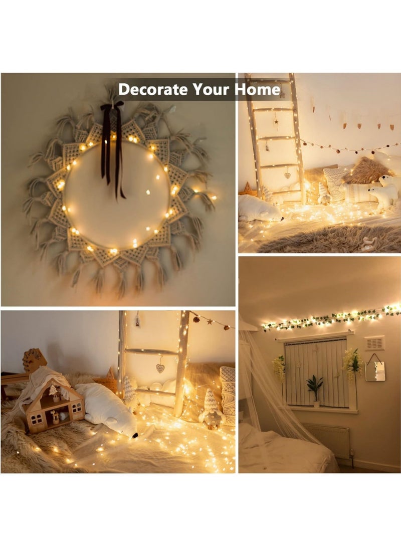 سايكفو أضواء زينة عيد الفطر 50 مصباح LED، طولها 5 أمتار، سلك فضي، تعمل بالبطارية، وضعان، لتزيين المنزل في حفلات العيد (أبيض دافئ) - Image 5