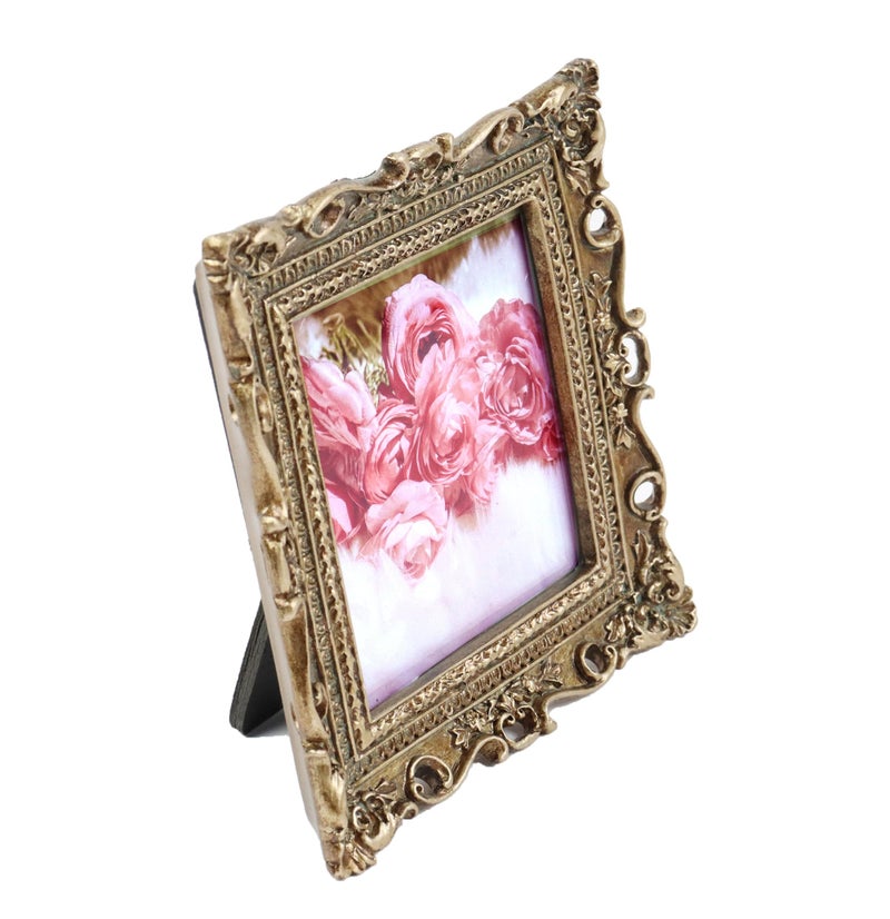 HYMMAH 3 * 3INCH MINI Wallet Picture Frame عتيقة إطار الصورة مزخرفة إطار راتنجات مصنوعة يدويًا مع easel & hook for tabletop & wall display معرض الصور الفنية - Image 3