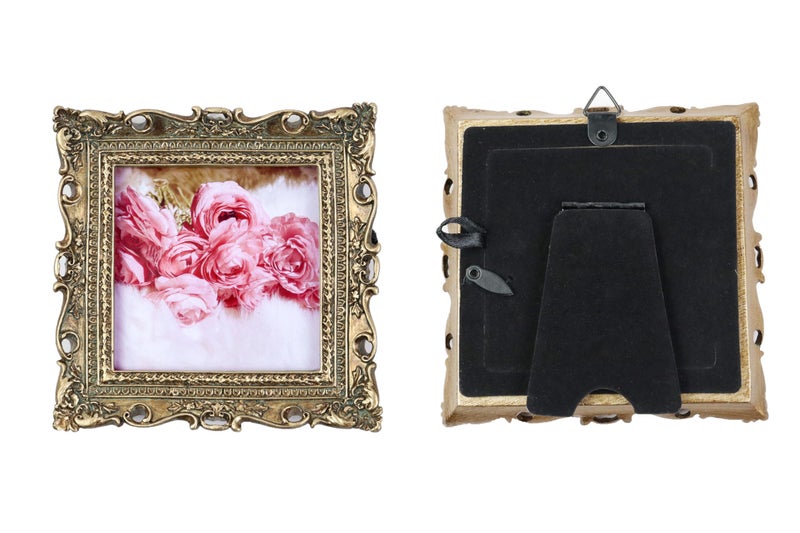 HYMMAH 3 * 3INCH MINI Wallet Picture Frame عتيقة إطار الصورة مزخرفة إطار راتنجات مصنوعة يدويًا مع easel & hook for tabletop & wall display معرض الصور الفنية - Image 4