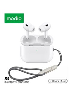 Modio K5 Wireless Earbuds - Bluetooth 5.3 Headphones with Active Noise Cancellation, Adaptive Audio, Personalized Spatial Audio, Touch Controls, USB-C & Wireless Charging, Ergonomic Design