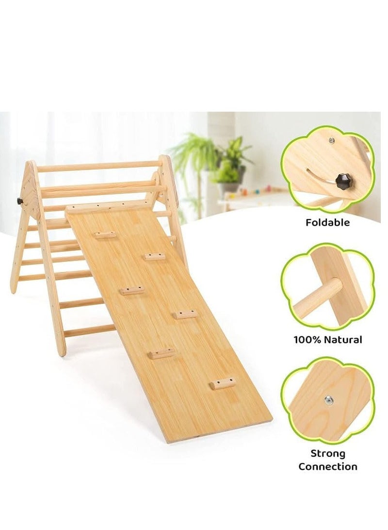 Cool Baby Solid Wood Children's Climbing Triangle Indoor Household Small Family Amusement Park Baby Climbing Slide Combination Folding Frame - Image 3