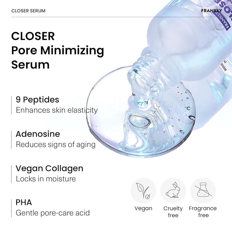 FRANKLY Closer Serum | Pore Minimizer Serum | 9 Peptides, Vegan Collagen, Adenosine, PHA | Korean Pore Minimizer for Glass Skin, Anti-Aging, Hydration, Elasticity | 1.01 fl oz - Image 4