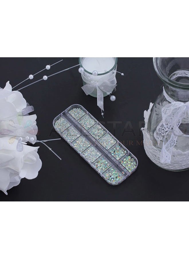 Allstarco Over 2100 Pieces Transparent AB Flat Back Glass Rhinestones Crystals for Nail Art Kit 6 Sizes (1.4mm - 4.8mm) - Image 4