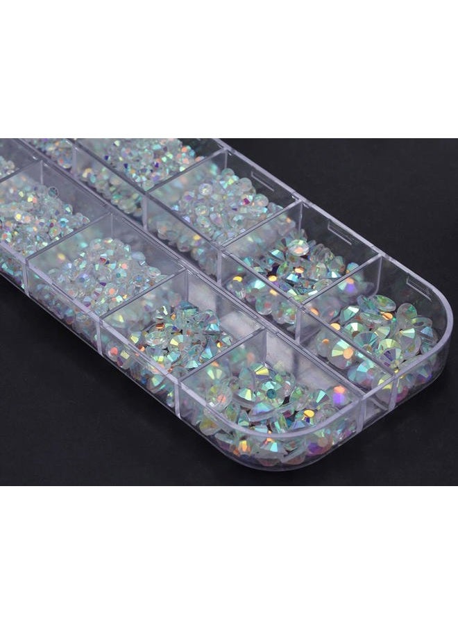 Allstarco Over 2100 Pieces Transparent AB Flat Back Glass Rhinestones Crystals for Nail Art Kit 6 Sizes (1.4mm - 4.8mm) - Image 5