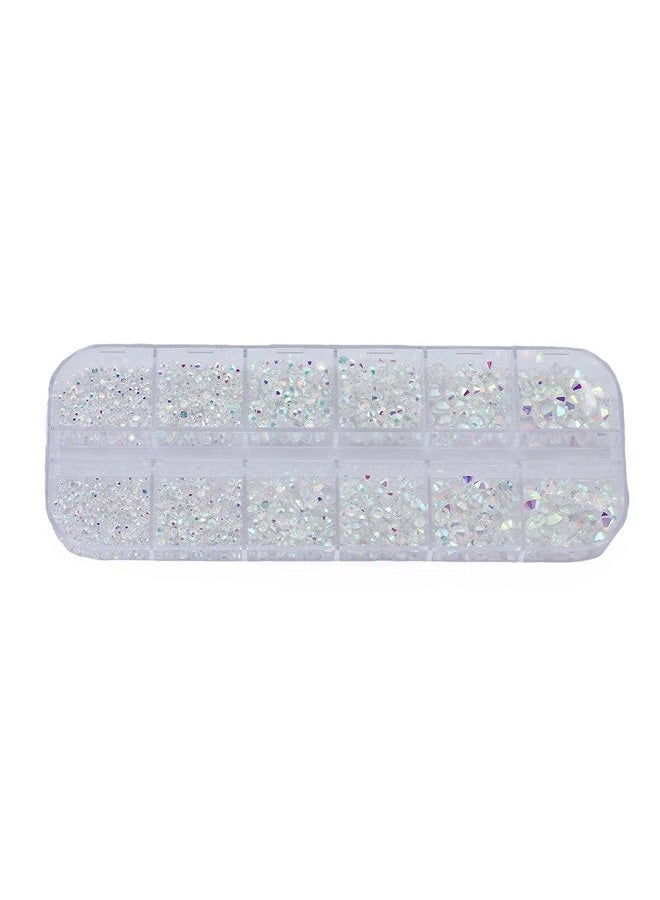 Allstarco Over 2100 Pieces Transparent AB Flat Back Glass Rhinestones Crystals for Nail Art Kit 6 Sizes (1.4mm - 4.8mm) - Image 2