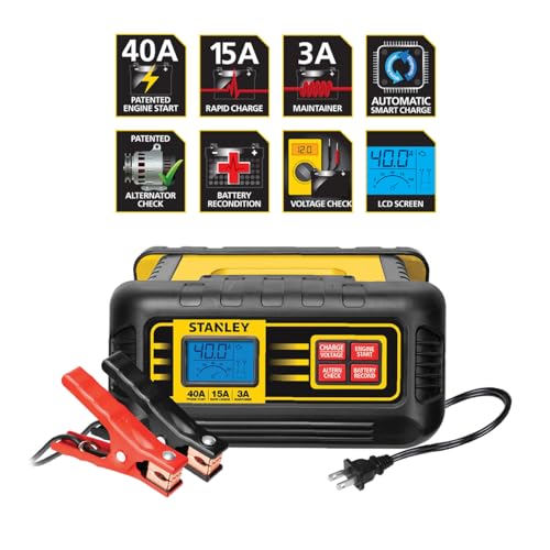 Stanley شاحن بطارية ستانلي BC40BS 40 أمبير بتردد عالي مع بدء تشغيل المحرك وفحص الجهد والمولد الحاصل على براءة اختراع - Image 4