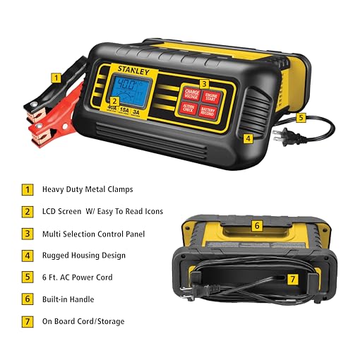 Stanley شاحن بطارية ستانلي BC40BS 40 أمبير بتردد عالي مع بدء تشغيل المحرك وفحص الجهد والمولد الحاصل على براءة اختراع - Image 5