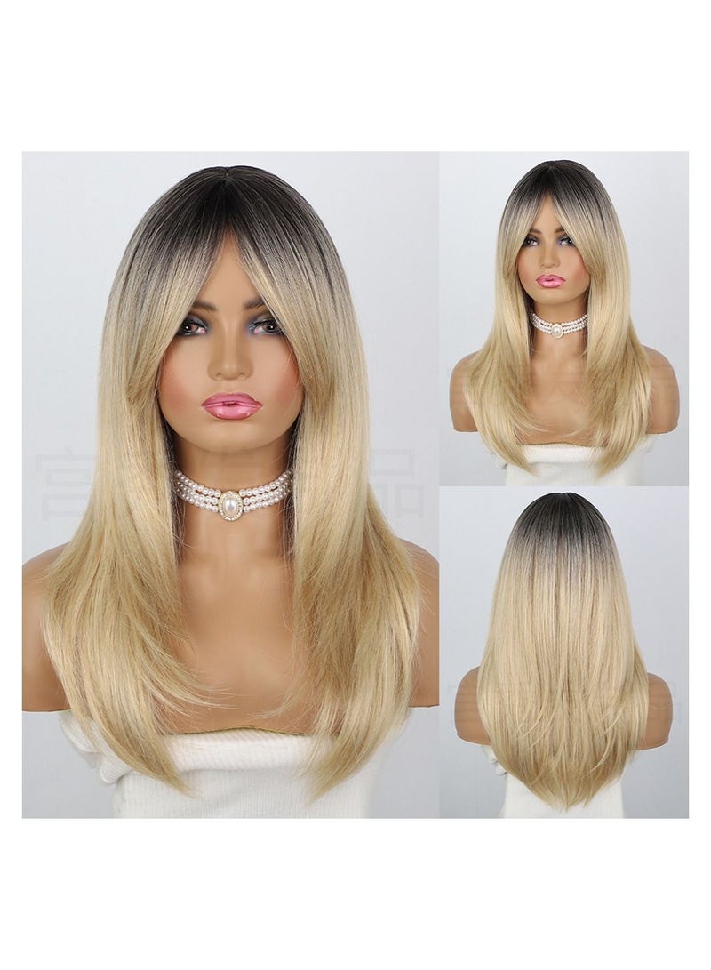 إستيل شعر مستعار طويل مجعد أوروبي وأمريكي مموج من الألياف الأنثوية غطاء رأس كامل اللون HB2 - Image 1