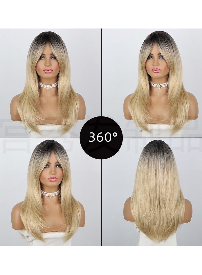 إستيل شعر مستعار طويل مجعد أوروبي وأمريكي مموج من الألياف الأنثوية غطاء رأس كامل اللون HB2 - Image 4