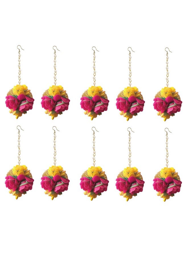 ShopObuddy Maang Tikkas Gota Patti Yellow Pink Color (10) - Image 1