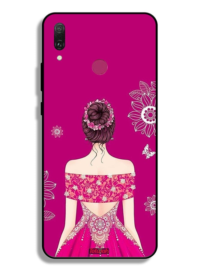 Tolwak Huawei Y9 (2019) Protective Case Cover Girl And Flowers Art - Image 2