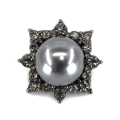 Craftisum 20 pcs Black Retro Metal Octagram Half Faux Pearl Sewing Shank Coat Buttons -25mm -1" - Image 1