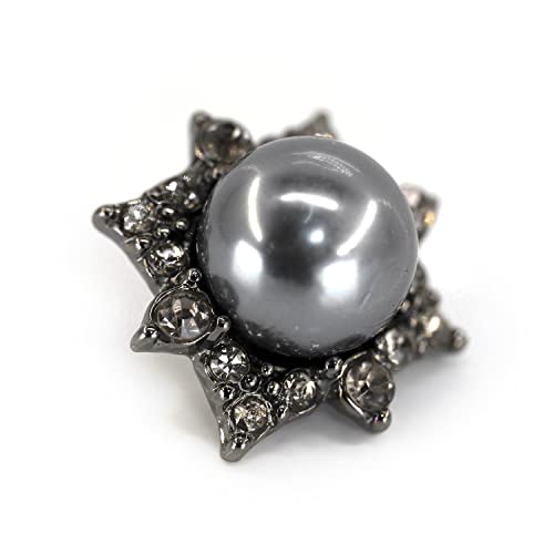 Craftisum 20 pcs Black Retro Metal Octagram Half Faux Pearl Sewing Shank Coat Buttons -25mm -1" - Image 4