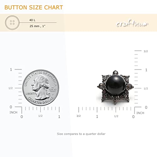 Craftisum 20 pcs Black Retro Metal Octagram Half Faux Pearl Sewing Shank Coat Buttons -25mm -1" - Image 2