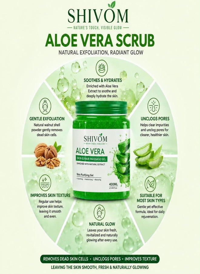 Shivom Aloevera Skin & Hair Massage Gel Enriched with Natural Extract, Soothes & Hydrates, Unclogs Pores, All Skin Types, 400ml - Image 2