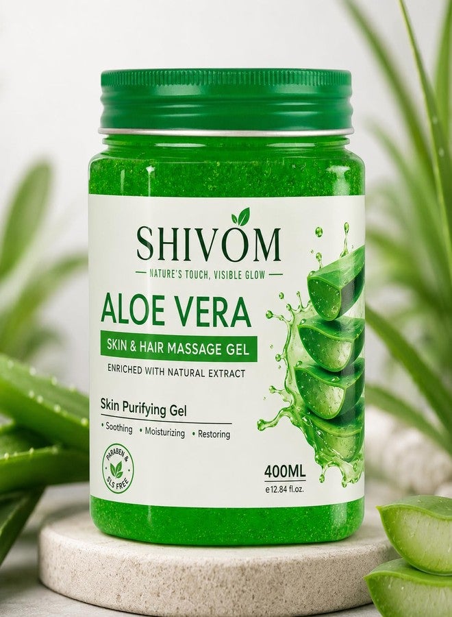 Shivom Aloevera Skin & Hair Massage Gel Enriched with Natural Extract, Soothes & Hydrates, Unclogs Pores, All Skin Types, 400ml - Image 1