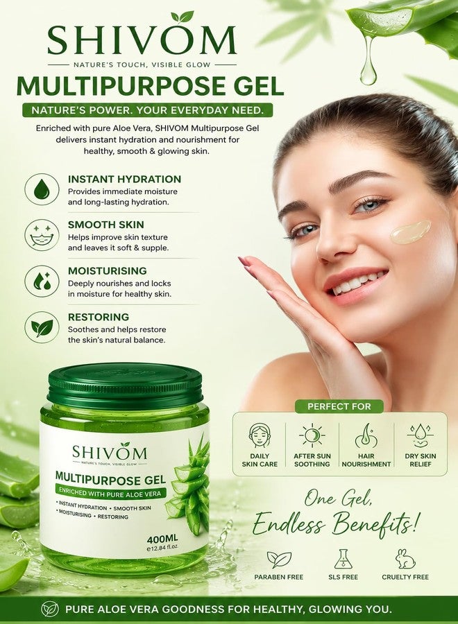Shivom Aloevera Skin & Hair Massage Gel Enriched with Natural Extract, Soothes & Hydrates, Unclogs Pores, All Skin Types, 400ml - Image 5