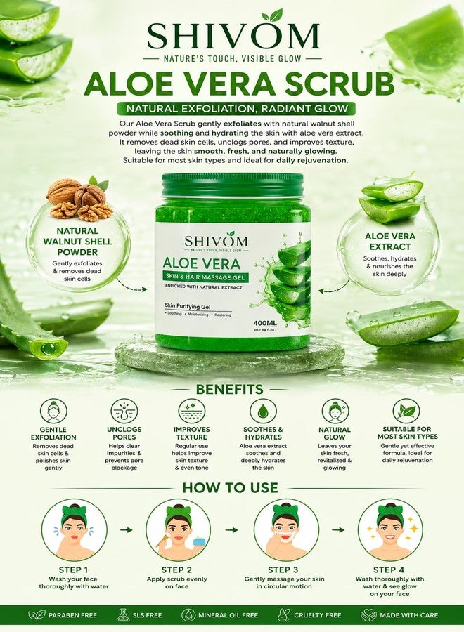 Shivom Aloevera Skin & Hair Massage Gel Enriched with Natural Extract, Soothes & Hydrates, Unclogs Pores, All Skin Types, 400ml - Image 4
