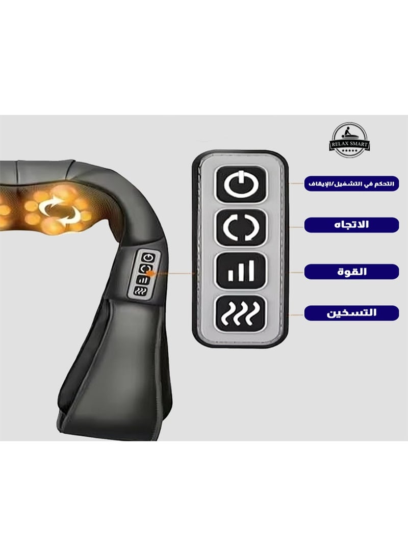 ريلاكس سمارت جهاز تدليك الرقبة بالحرارة - جهاز تدليك شياتسو ثلاثي الأبعاد للرقبة والظهر والكتف والقدم والساق، تدليك عميق للأنسجة مع وظيفة الحرارة، جهاز استرخاء محمول للمنزل والمكتب والسيارة، هدية مريحة مثالية للنساء والرجال - Image 3