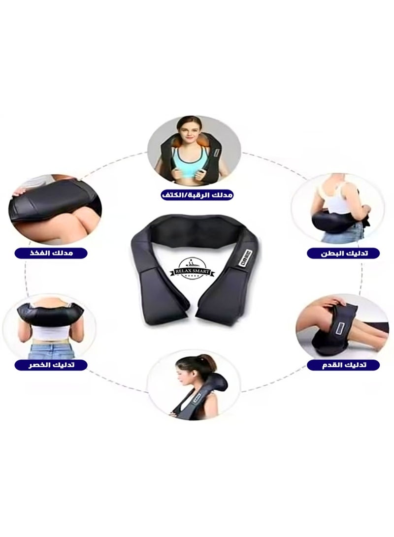 ريلاكس سمارت جهاز تدليك الرقبة بالحرارة - جهاز تدليك شياتسو ثلاثي الأبعاد للرقبة والظهر والكتف والقدم والساق، تدليك عميق للأنسجة مع وظيفة الحرارة، جهاز استرخاء محمول للمنزل والمكتب والسيارة، هدية مريحة مثالية للنساء والرجال - Image 2
