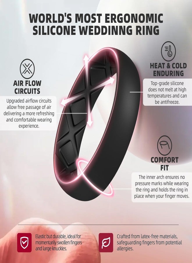 Egnaro Women's Wedding Bands, Silicone Stacking Rings for Her, Rubber Inner Arc Ergonomic Breathable Design, 7.5-8(21.02mm), Silicone, No Gemstone - Image 2