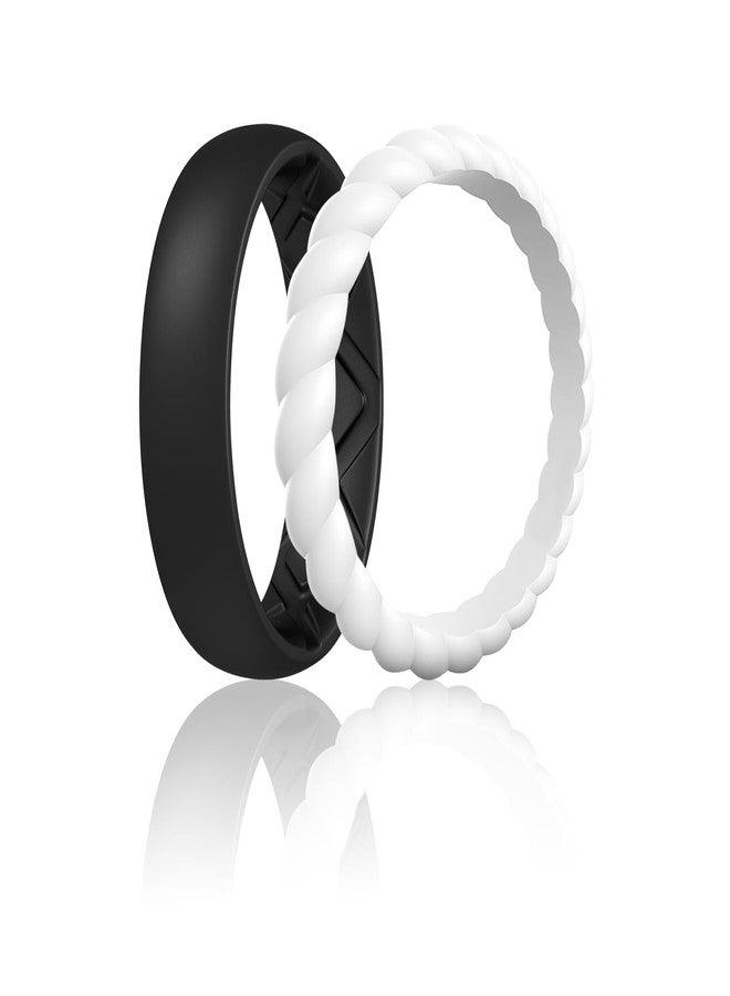 Egnaro Women's Wedding Bands, Silicone Stacking Rings for Her, Rubber Inner Arc Ergonomic Breathable Design, 7.5-8(21.02mm), Silicone, No Gemstone - Image 1