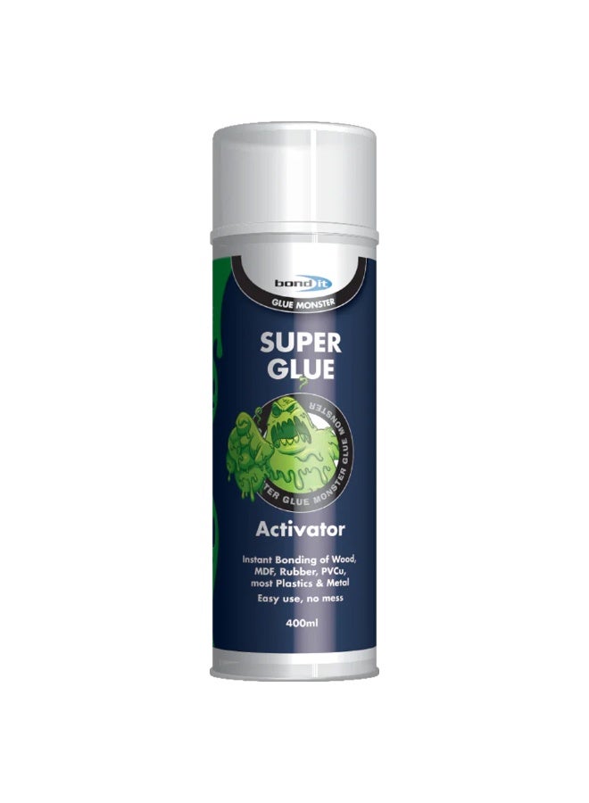 Bond It Bond-It Glue Monster Superglue Activator - Instant Bonding of Wood, MDF, Rubber, PVCu, Most Plastics & Metal. Easy Use, No Mess 400ml - Image 1