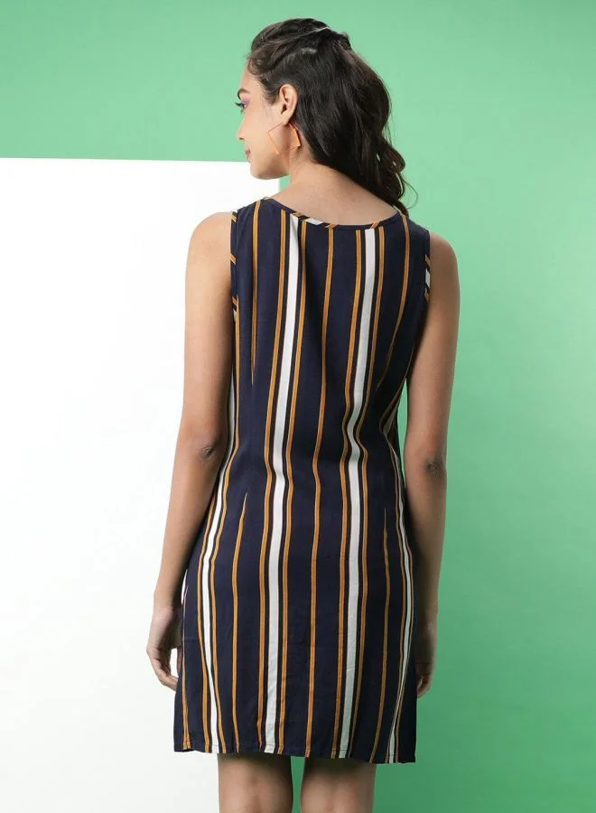 Freehand Women Regular Fit Casual Striped Dress