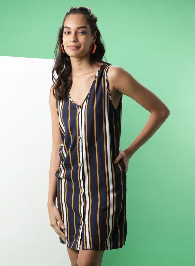 Freehand Women Regular Fit Casual Striped Dress