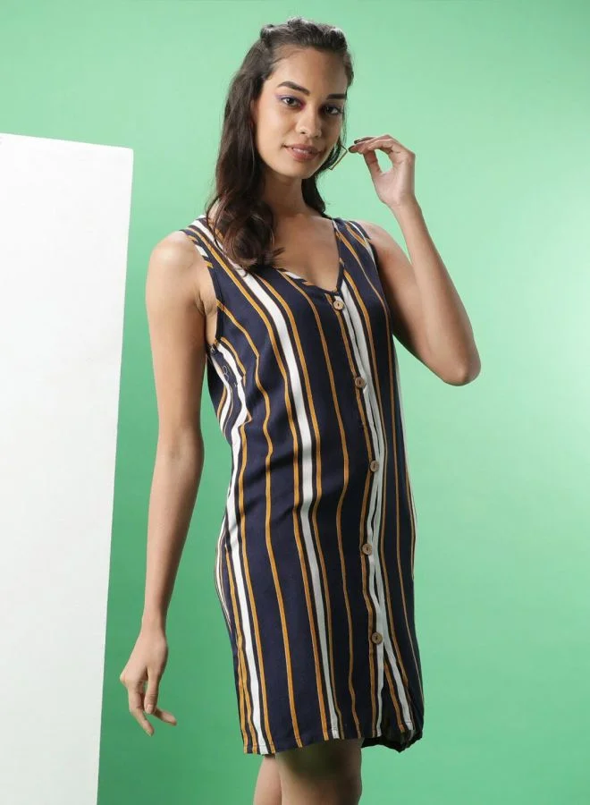 Freehand Women Regular Fit Casual Striped Dress