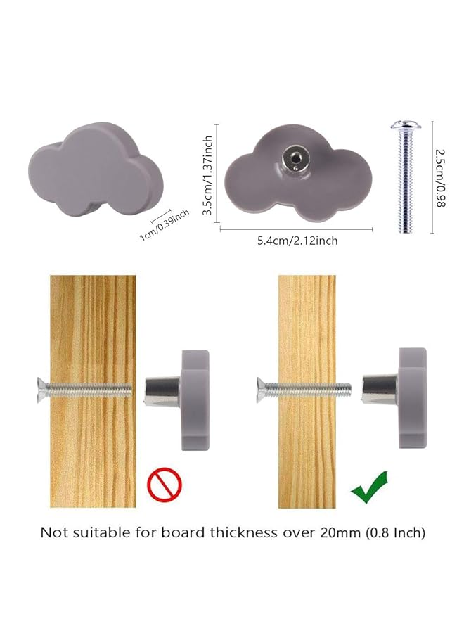 erorex Soft Rubber Knobs 10Pcs Cartoon Cloud Shape Cabinet Knobs Handles Kids Cute Drawer Knobs For Cabinets Doors Dresser Kitchen Cabinets Grey - Image 2