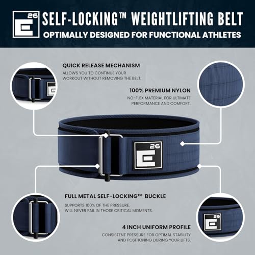 Element 26 Self-Locking Weight Lifting Belt - Premium Weightlifting Belt for Serious Functional Fitness, Weight Lifting, and Olympic Lifting Athletes - Lifting Support for Men and Women (Medium, Midnight Blue) - Image 3