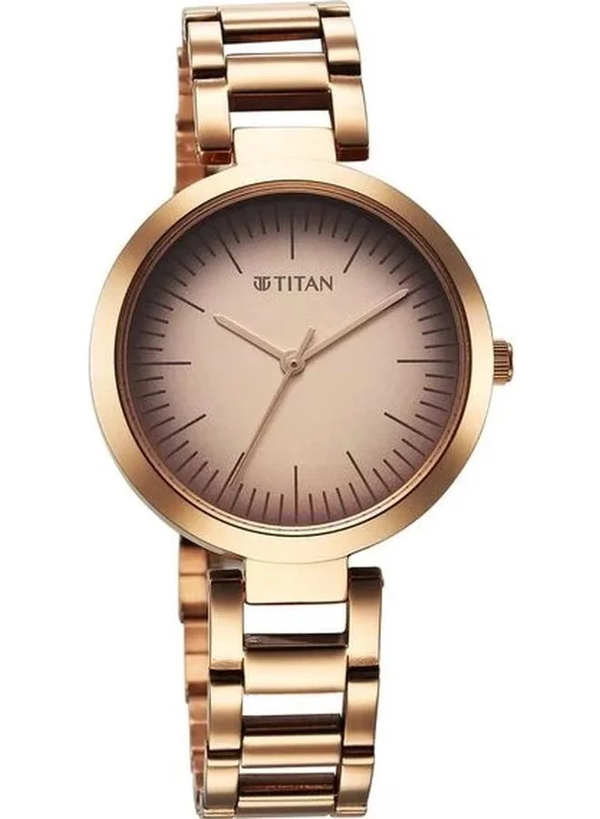 TITAN Women's Analog Display Watch With Rose Gold Stainless Steel Strap - 2480WM06