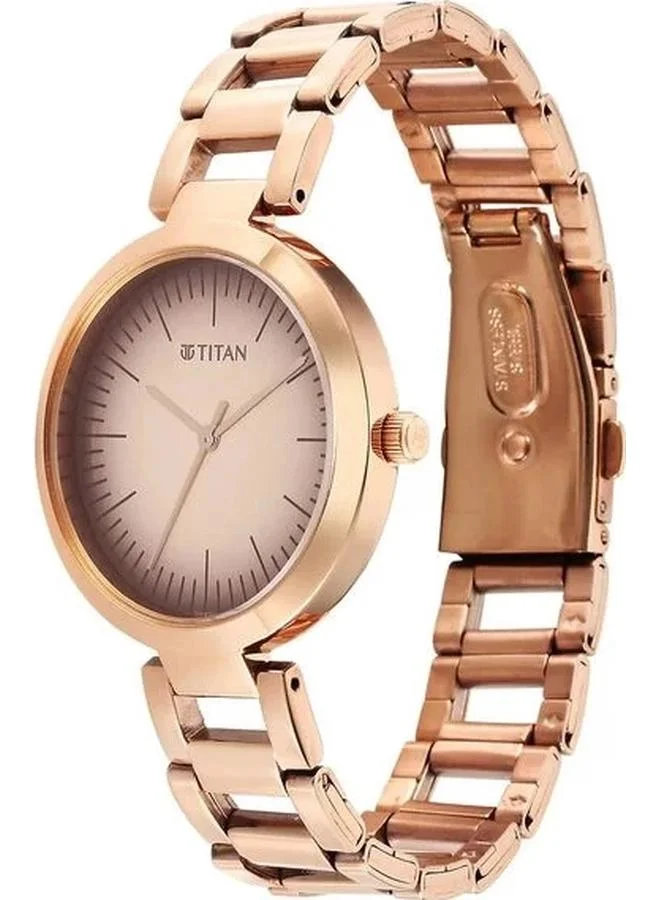 TITAN Women's Analog Display Watch With Rose Gold Stainless Steel Strap - 2480WM06