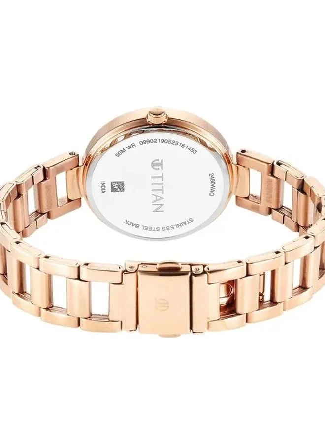 TITAN Women's Analog Display Watch With Rose Gold Stainless Steel Strap - 2480WM06
