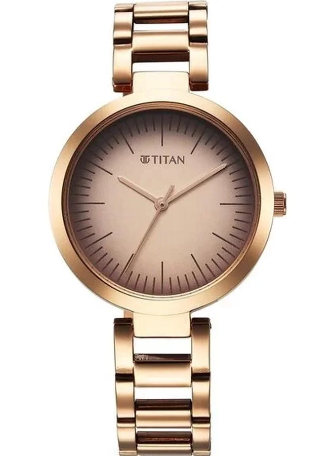 TITAN Women's Analog Display Watch With Rose Gold Stainless Steel Strap - 2480WM06