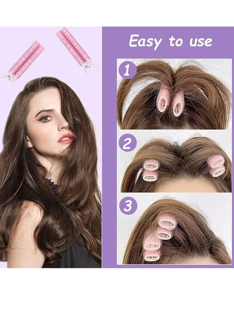 8-Piece Volumizing Hair Root Clips Set, Fluffy Rollers Natural Sticky Clamps Reusable Volume Hair Root DIY Wave Fluffy Curler Hair Styling Tool,Instant Hair Volumizing Clip for Women Girls-Pink - Image 2